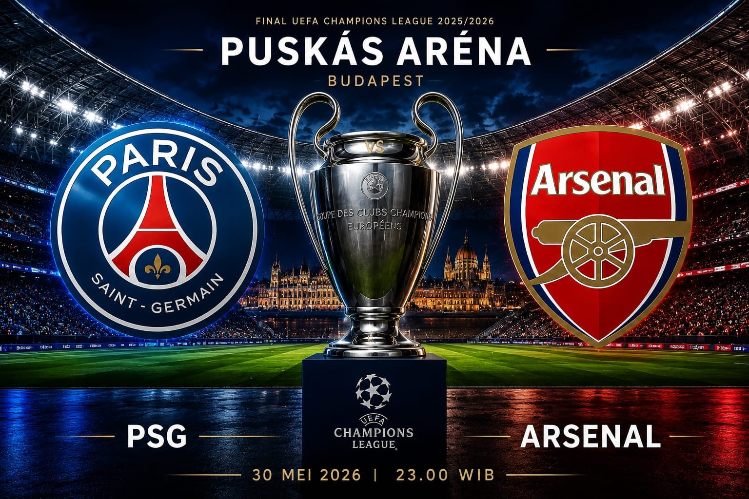 Arsenal Kejar Sejarah, PSG Incar Gelar Beruntun di Final Liga Champions