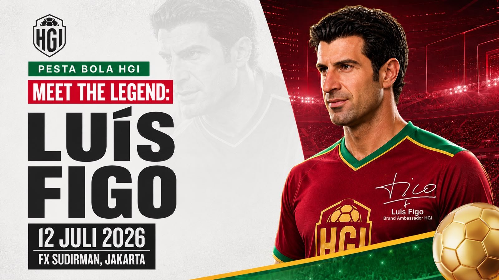 Legenda Sepak Bola Luís Figo Bakal Sambangi Jakarta dalam Puncak Pesta Bola HGI 2026