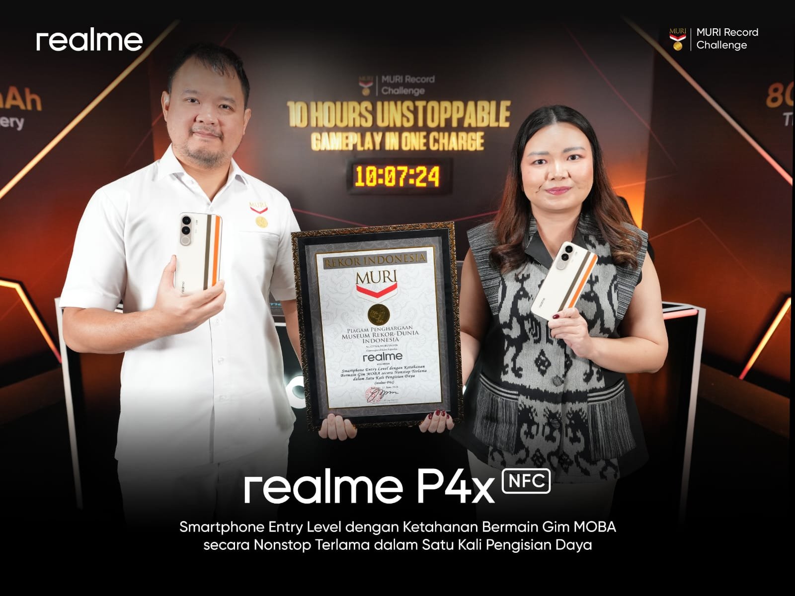 Didukung RRQ Tuturu dan Clay, realme P4x Raih Rekor MURI Gaming Nonstop